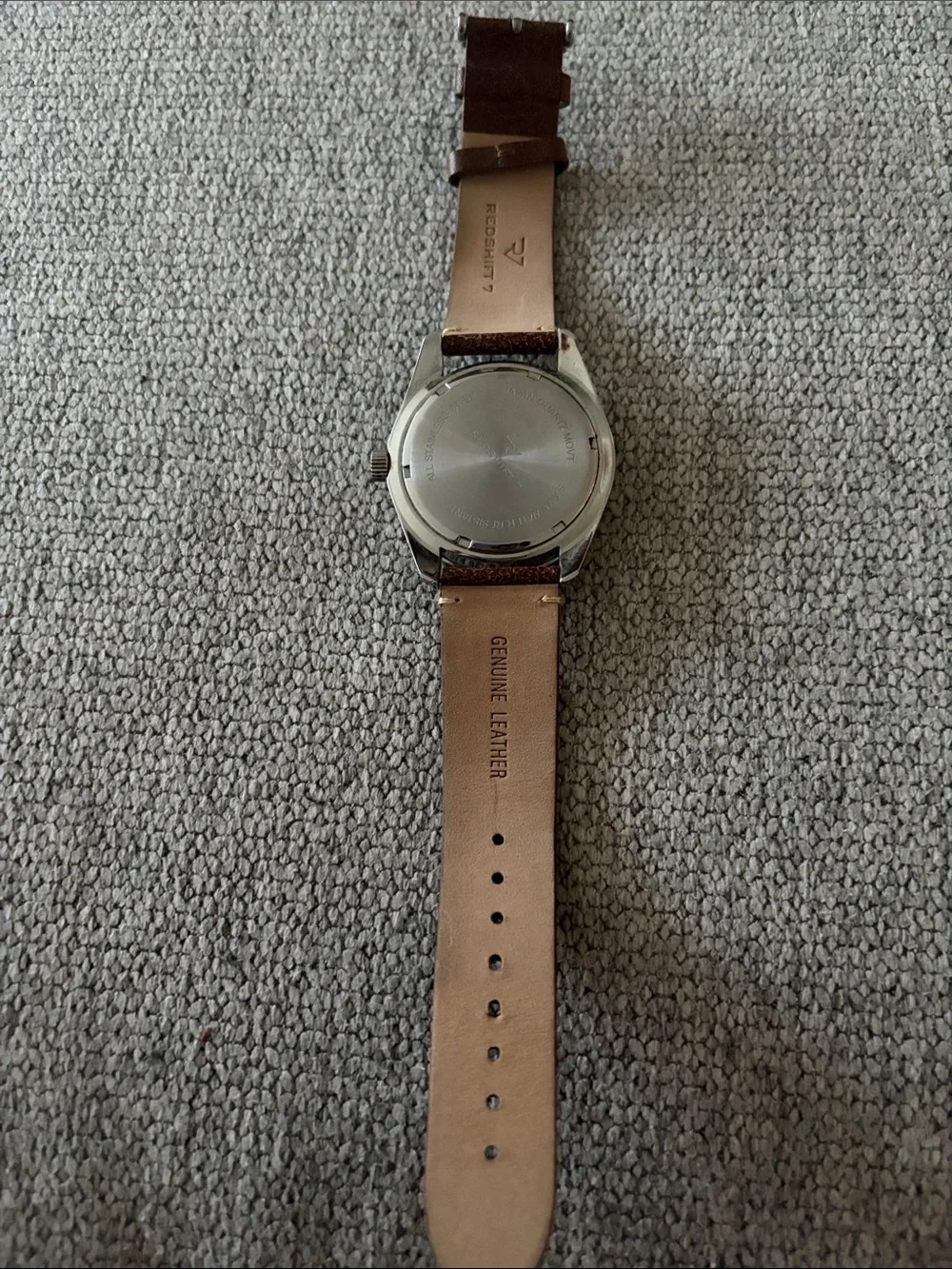 RedShift 7 Black Dial Stainless Watch with Brown Leather Strap